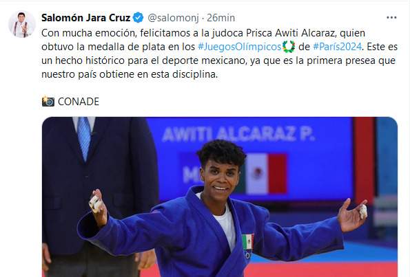 Plata para México en Judo; segunda medalla en esta olimpiada, y la 75 en sus participaciones