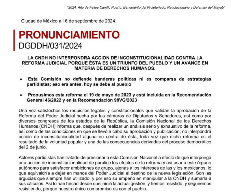 La CNDH no defiende banderas políticas.