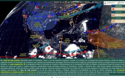 Este día se pronostican lluvias puntuales intensas en la Península de Yucatán