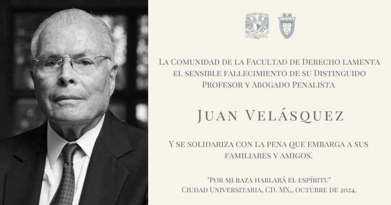 Fallece el abogado penalista Juan Velásquez