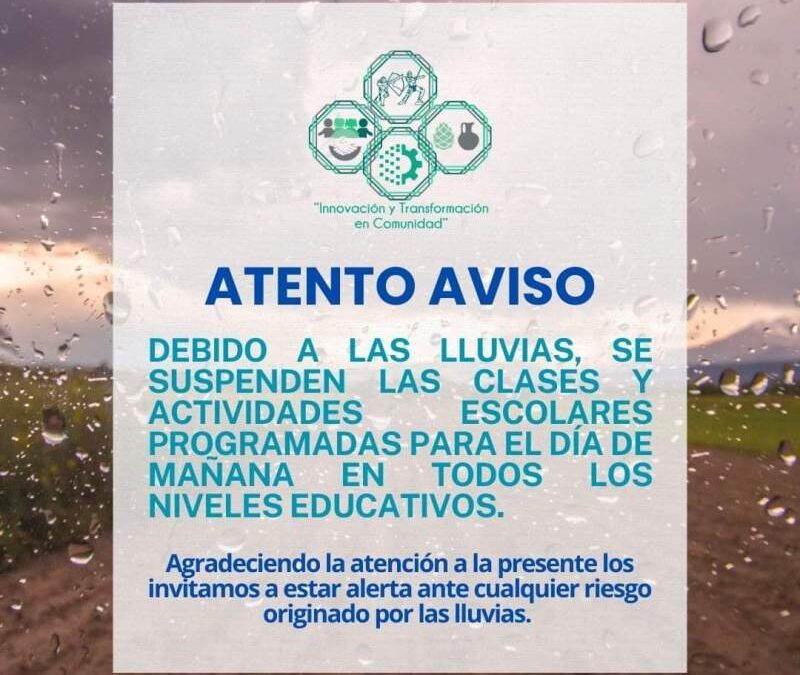 Por clima lluvioso suspenden clases en el municipio de Ixtlán