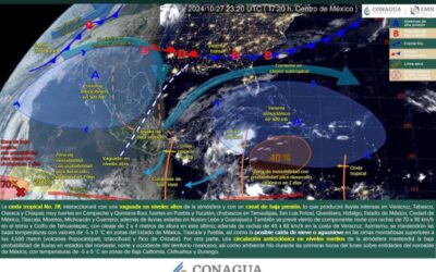 Pronostican lluvias muy fuertes a intensas en Veracruz, Oaxaca, Chiapas y Tabasco por onda tropical No. 28