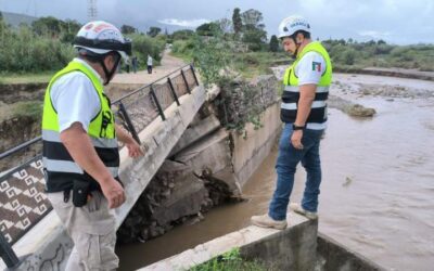 Protección Civil supervisa puente colapsado en San Pablo Villa de Mitla