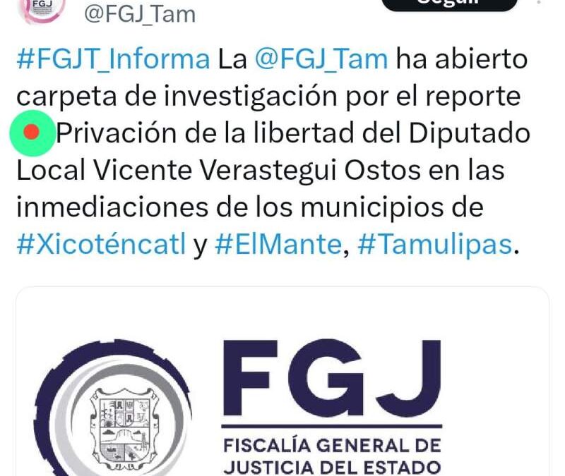 Recuperan con vida en Tamaulipas a diputado plagiado