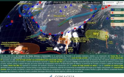 Se prevé temporal de lluvias intensas en el sureste de México y la península de Yucatán