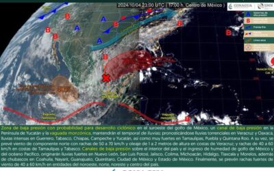 Se pronostican lluvias torrenciales en Veracruz y Oaxaca; y lluvias intensas en tabasco, Chiapas, Campeche y Yucatán