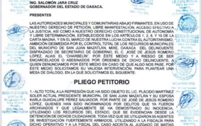 Autoridades de San Juan Mazatlán Mixe, acusan manipulación en detención de su edil