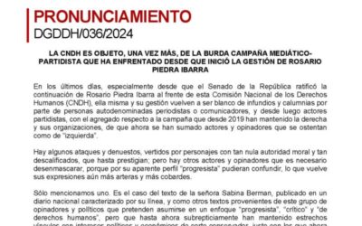 La Comisión Nacional de Derechos Humanos con inusual lenguaje sale en defensa de Rosario Piedra