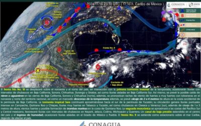 Se pronostican lluvias intensas en Chiapas y la Península de Yucatán, con posibles nevadas en el norte del país