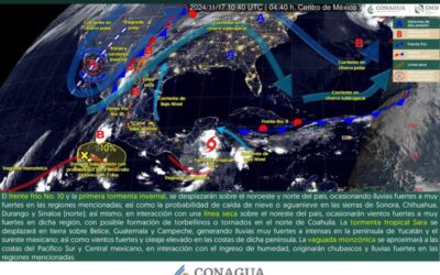 Se pronostican lluvias muy fuertes con puntuales intensas en Chiapas, Campeche y Quintana Roo