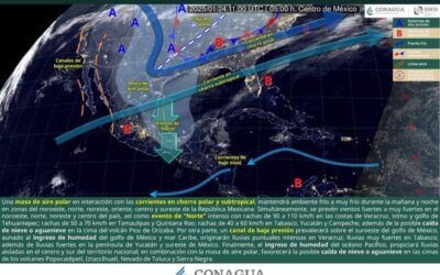 Lluvias puntuales intensas en Veracruz, así como evento de «norte» en el litoral del golfo de México, península de Yucatán, istmo y Golfo de Tehuantepec