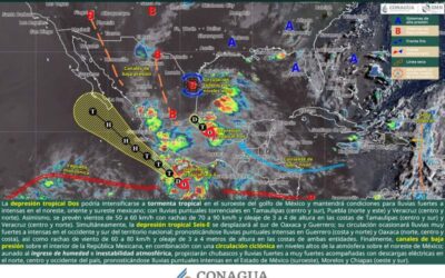 Continuarán lluvias intensas en la Cuenca del Papaloapan, Sierra Sur, Costa y norte del Istmo de Tehuantepec
