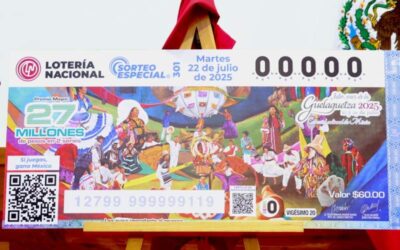 Develan Salomón Jara y Lotería Nacional billete del Sorteo Especial en honor a la Guelaguetza 2025