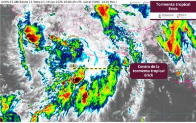 Erick se desplaza como tormenta tropical y continúan lluvias intensas en Oaxaca
