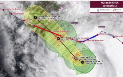 Huracán Erick se intensifica a categoría 2 frente a las costas de Oaxaca