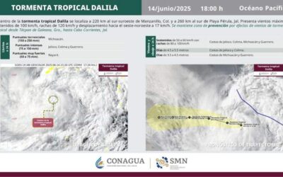 Tormenta tropical Dalila provoca lluvias torrenciales en Michoacán e intensas en Jalisco, Colima y Guerrero