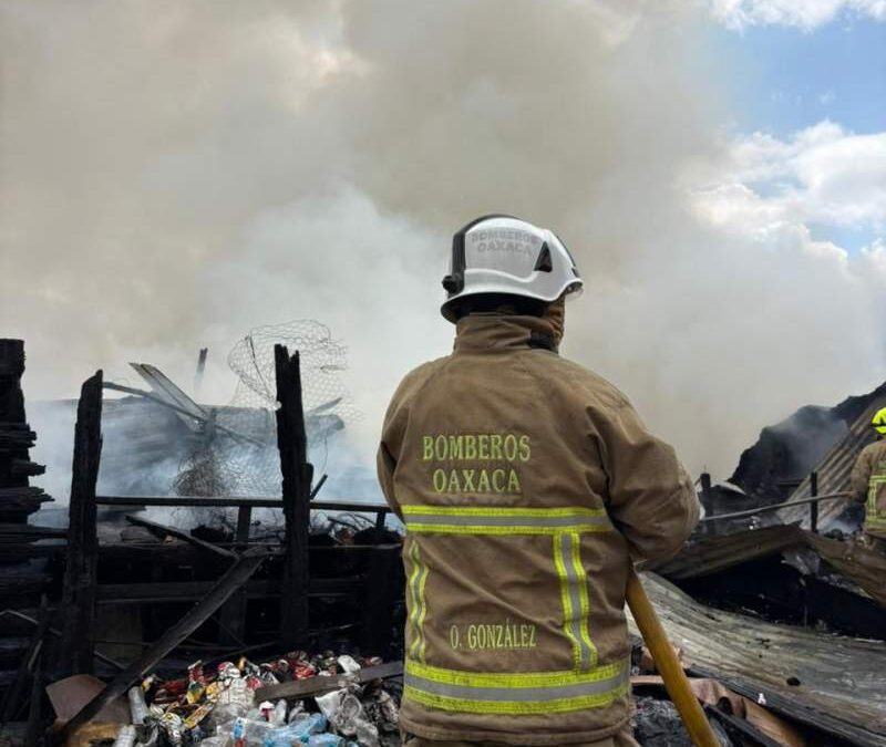 Controlan Bomberos de Oaxaca incendio en basurero clandestino en San Francisco Lachigoló