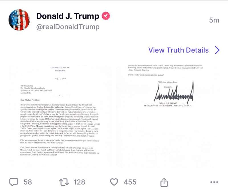 No han hecho lo suficiente, afirma Trump y anuncia nuevos aranceles contra México