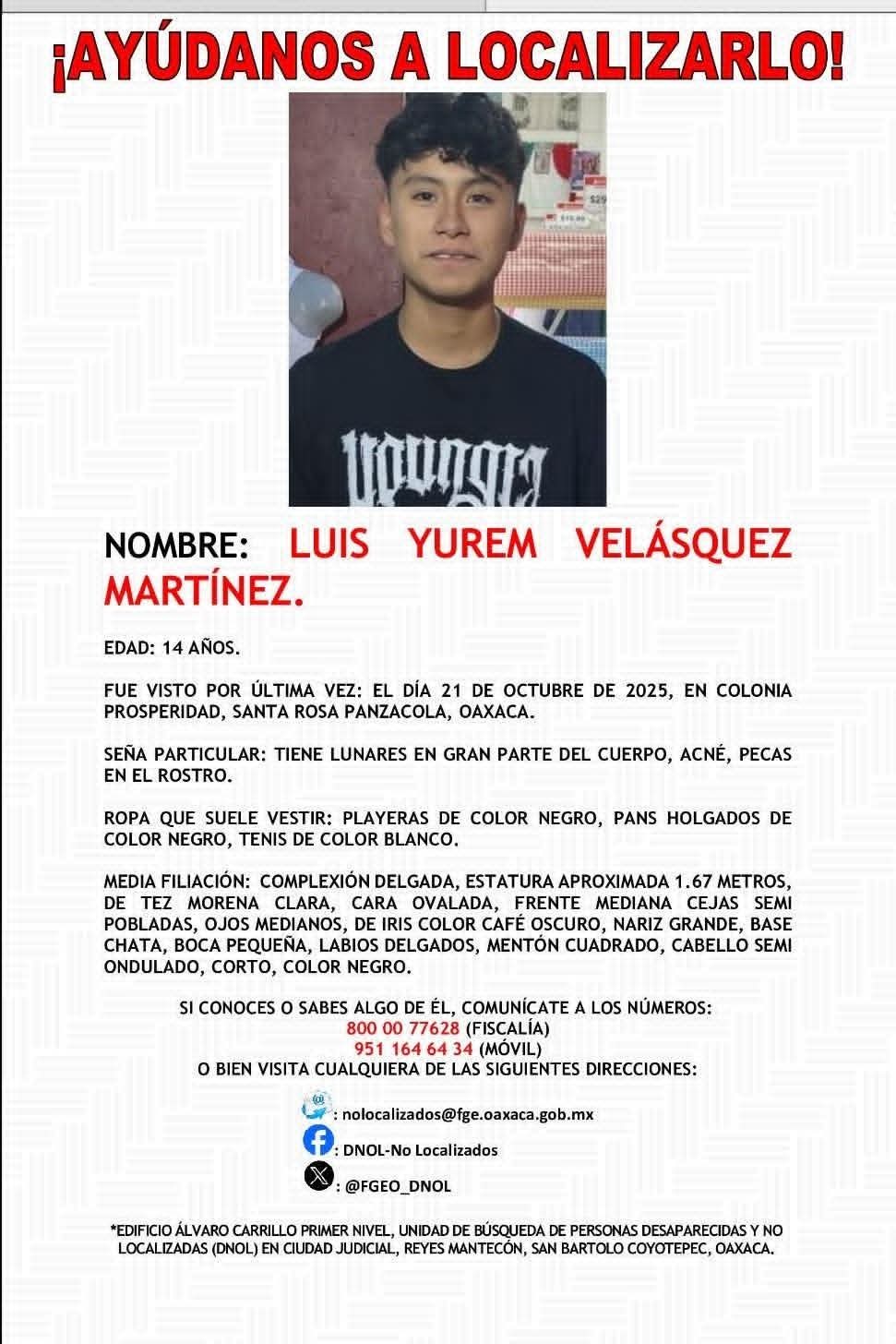 Buscan a menor en Oaxaca, se fue a trabajar a la CDMX