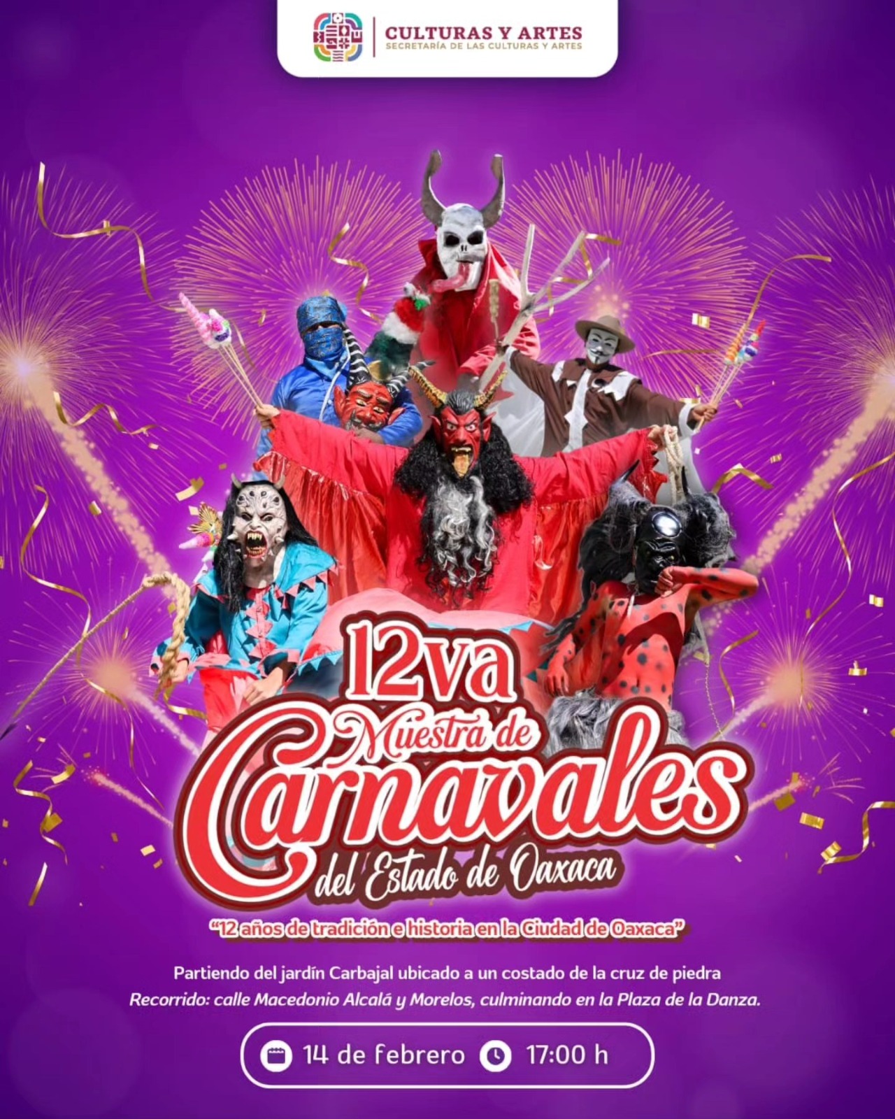 Invita Seculta a la 12° Muestra de Carnavales del Estado de Oaxaca