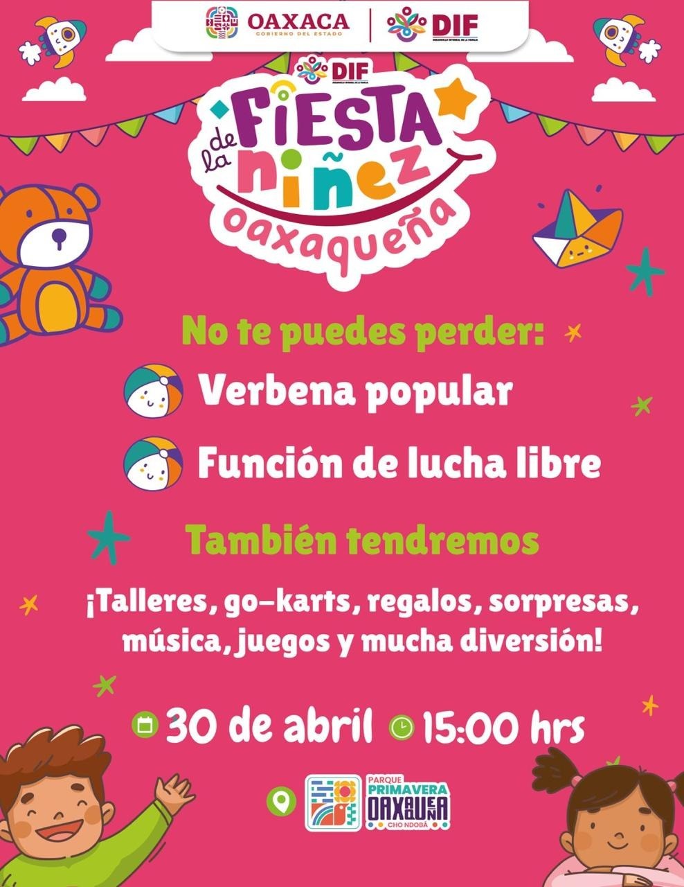 Invita DIF Estatal a las infancias y sus familias a disfrutar de la gran fiesta de la niñez oaxaqueña