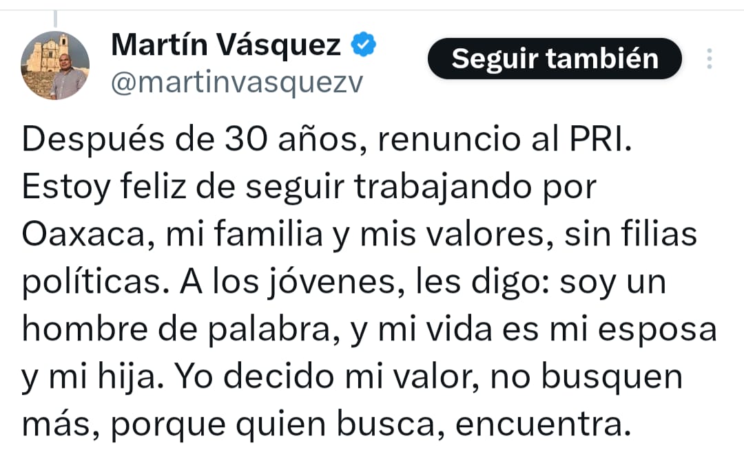 Rompe Martín Vásquez con el PRI