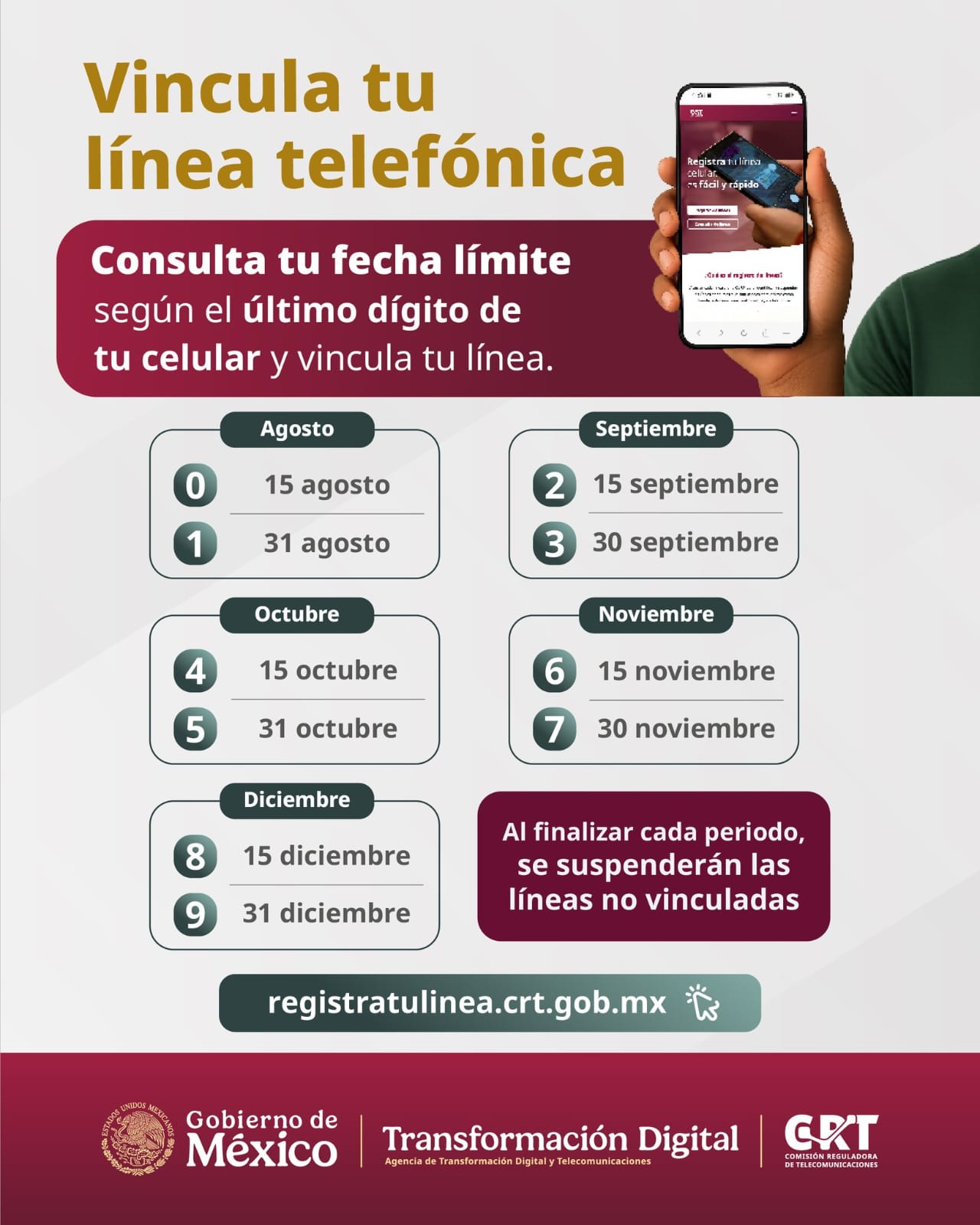 Se anuncia calendario y fechas límite para registro de líneas de celular en México