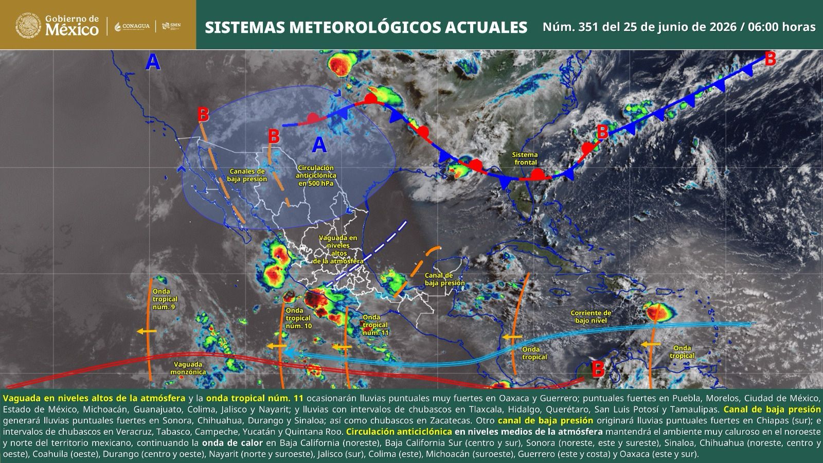 Onda tropical 11 provocará condiciones de tiempo inestable en Oaxaca