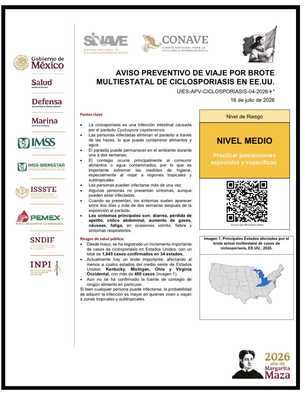 Alertan por brote en USA de parásito intestinal, provoca diarrea explosiva, náuseas y vómito