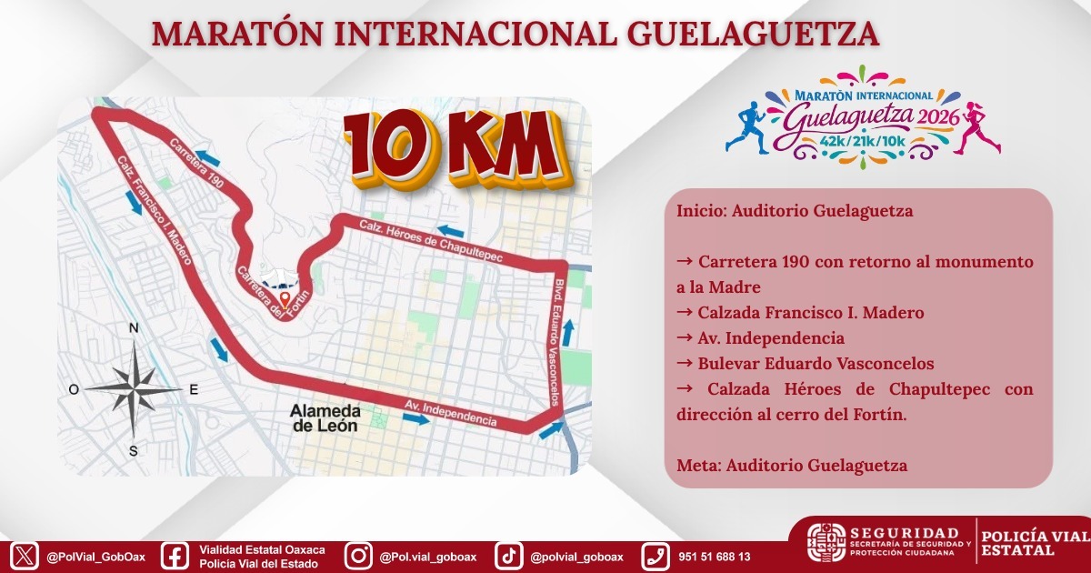 Implementará Policía Vial Estatal operativo especial por el Maratón Internacional Guelaguetza 2026