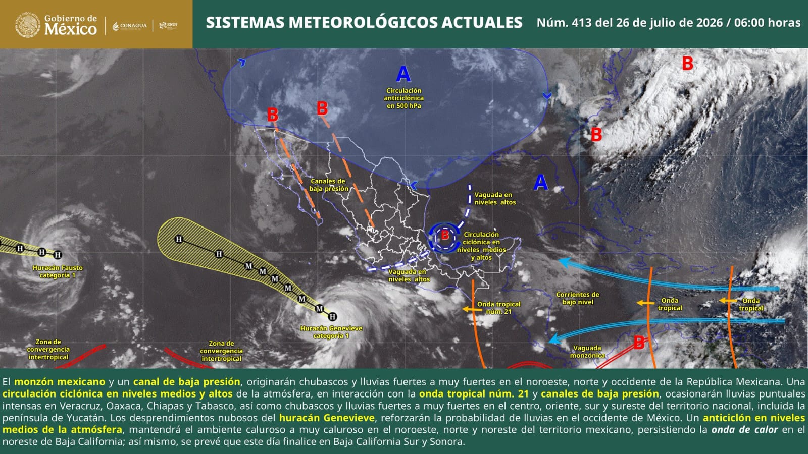 LLUVIAS PUNTUALES INTENSAS EN VERACRUZ, TABASCO, OAXACA Y CHIAPAS