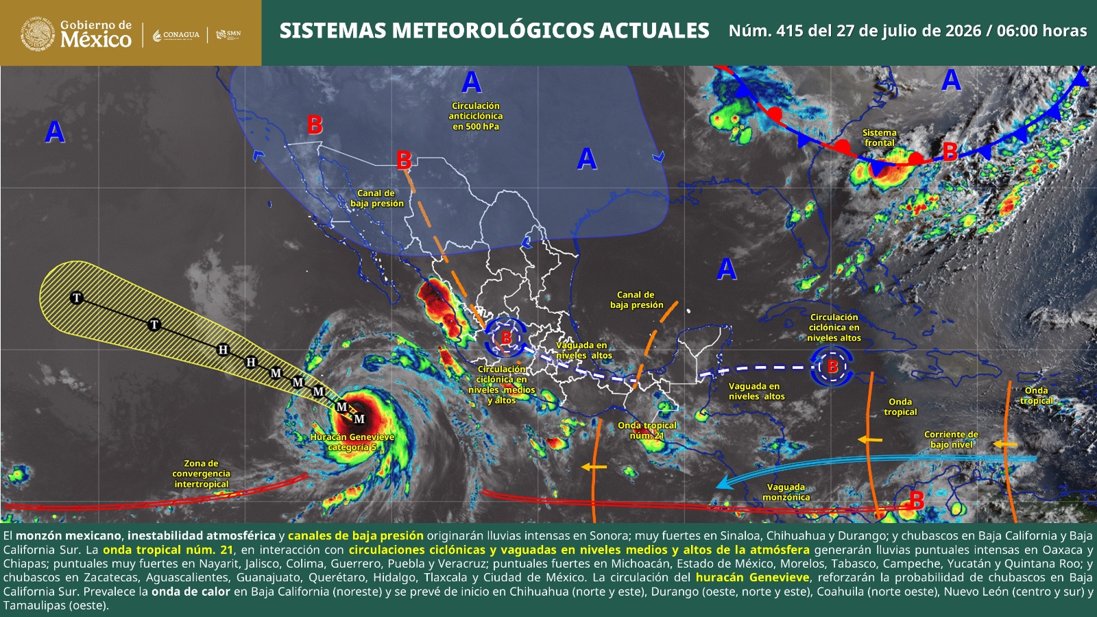 Se mantendrán condiciones para lluvias vespertinas y mar de fondo en la costa oaxaqueña