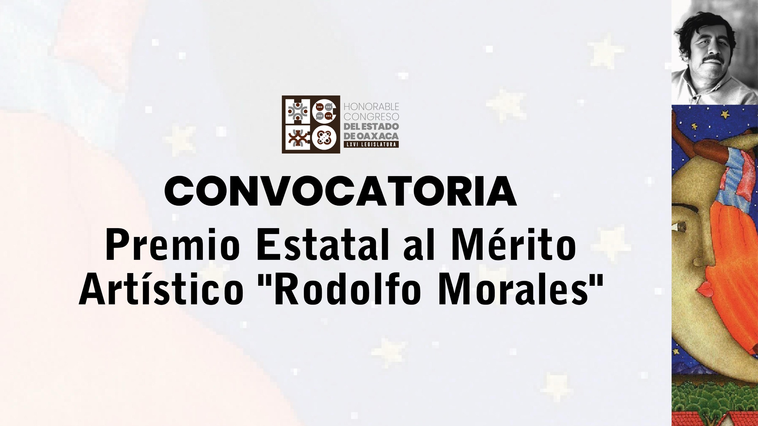 Convoca el Congreso de Oaxaca al Premio Estatal al Mérito Artístico "Rodolfo Morales 2026"